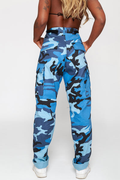 Sky Blue Camo Cargo Pants – Goodbye Bread - Main Image