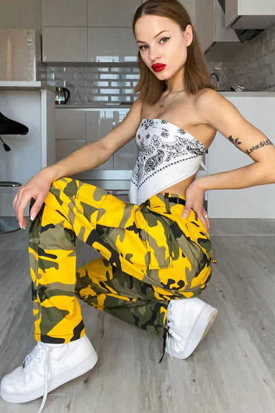 Mellow Yellow Camo Cargo Pants – Goodbye Bread