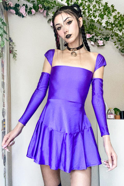 Grape Off Shoulder Skater Dress
