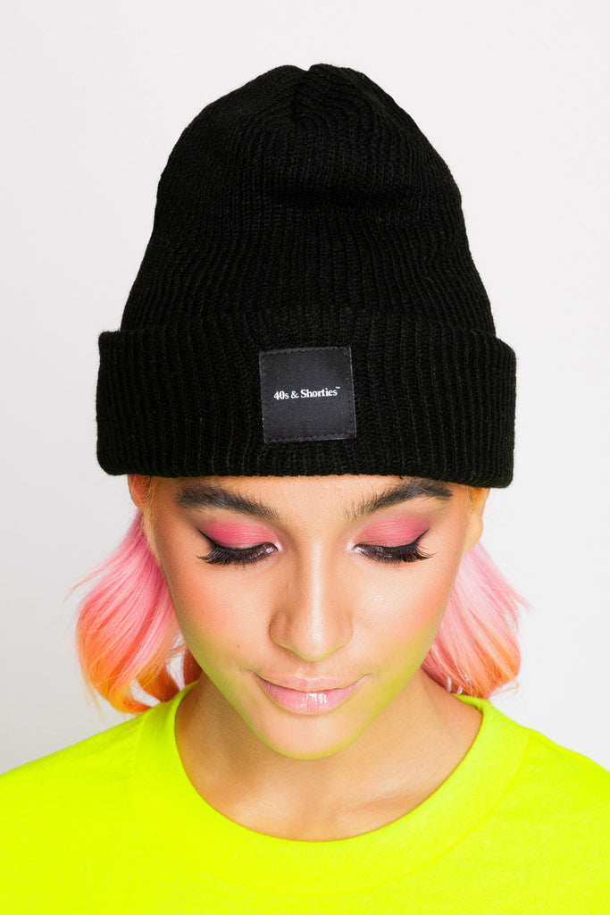 Text Logo Label Beanie