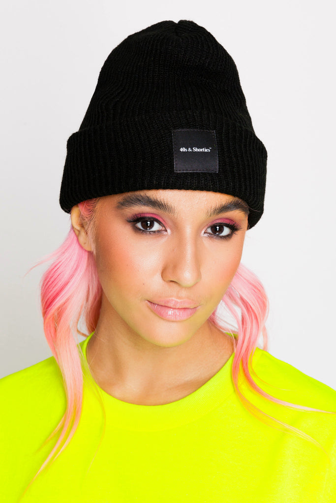 Text Logo Label Beanie