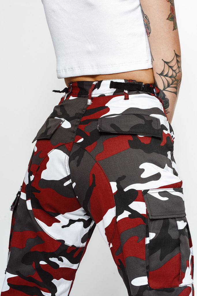 Cherry Red Camo Cargo Pants – Goodbye Bread