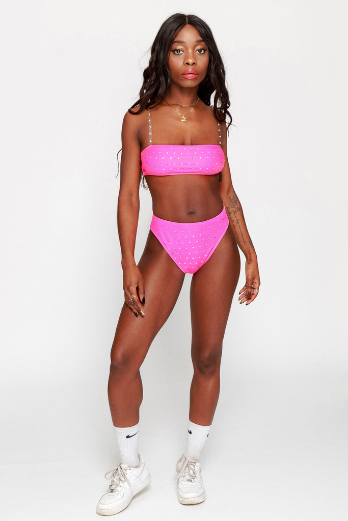 Neon pink bikini top deals