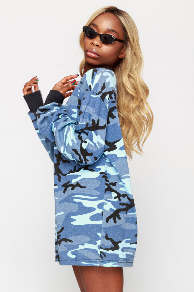 blue camouflage dress Light Blue Camouflage Sleeveless Tank Dress, Women's Camo Dress, Womens Camouflage Dress, Urban Streetwear, Army