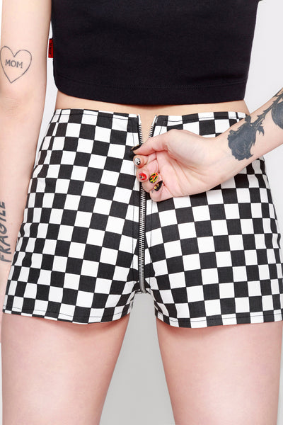 Checkered Life Full Zip Shorts