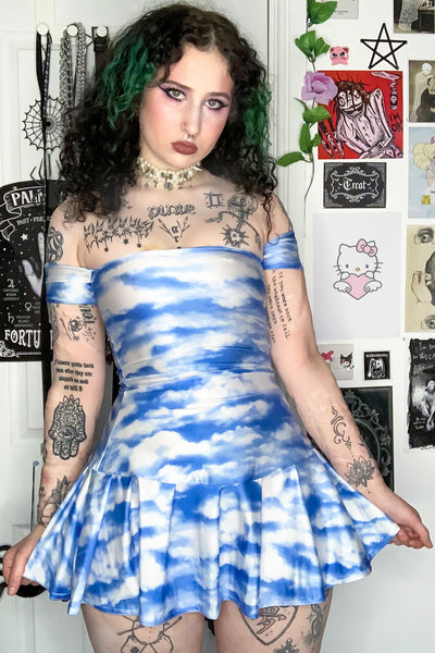 Heavenly Off Shoulder Skater Dress