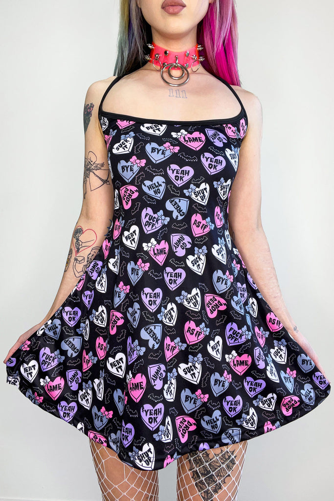 Creepy Candy Hearts Skater Dress