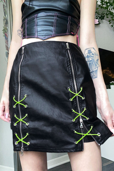 Lace Up Mini Skirt