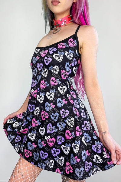 Creepy Candy Hearts Skater Dress