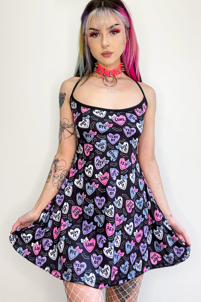 Creepy Candy Hearts Skater Dress