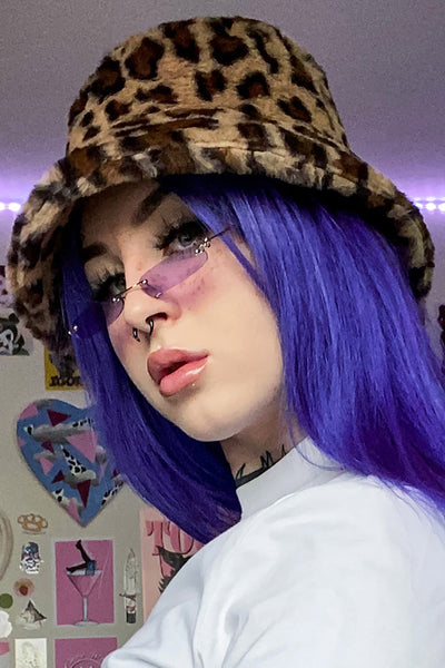 Sassy Kitty Leopard Fluffy Bucket Hat