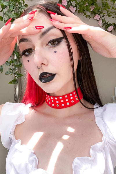 Cherry That's Hot Rhinestone Choker