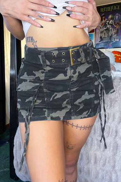 Paris Camo Belt Skirt