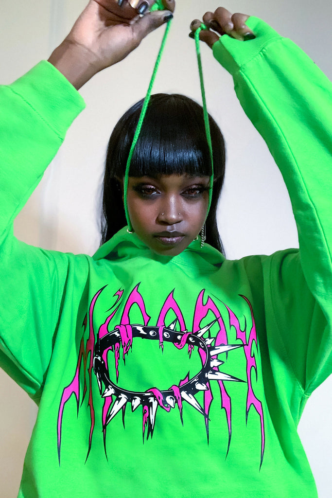 neon green hoodie dress MSGM logo-print Hooded Jumper Dress | Green
