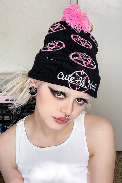 Cute As Hell Pom Pom Beanie