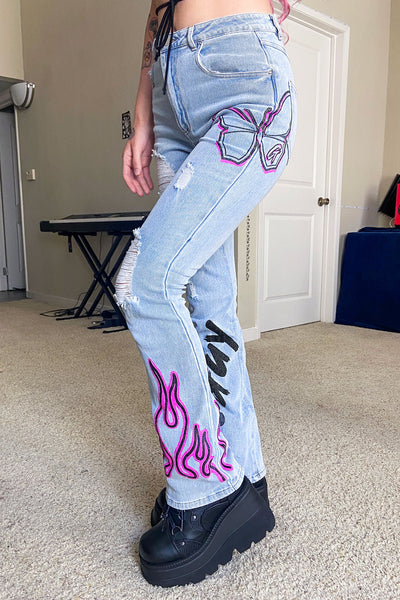 Graffiti Flared Jeans