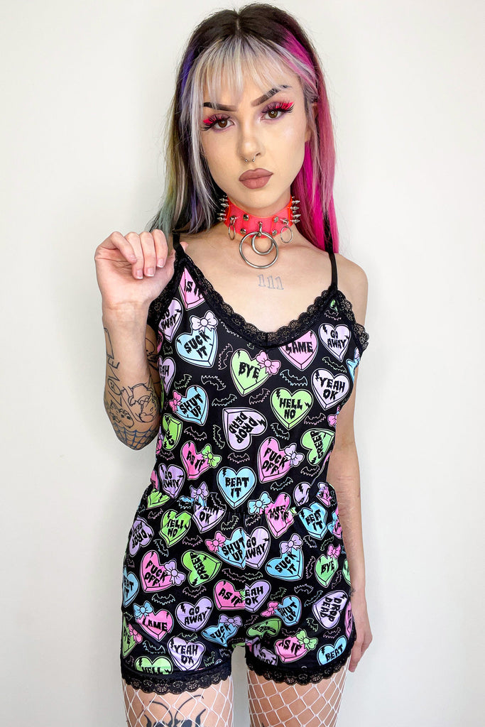 Candy Hearts Lace Onesie