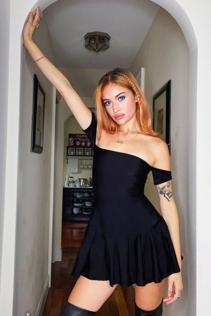 off shoulder skater dress Babygirl Off Shoulder Skater Dress