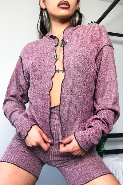 Safety Pin Knit Cardigan Pink